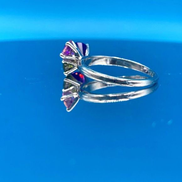 Sterling Silver and Cubic Zirconia Three-Stone Ring - Picture 3 of 9